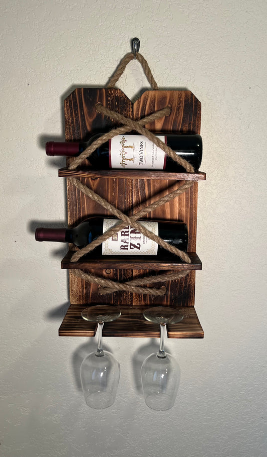 2 Bottle hanging wine holder